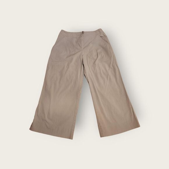 Express Pants - Vintage Y2k early 2000s Express tan mid rise wide leg capri length pants